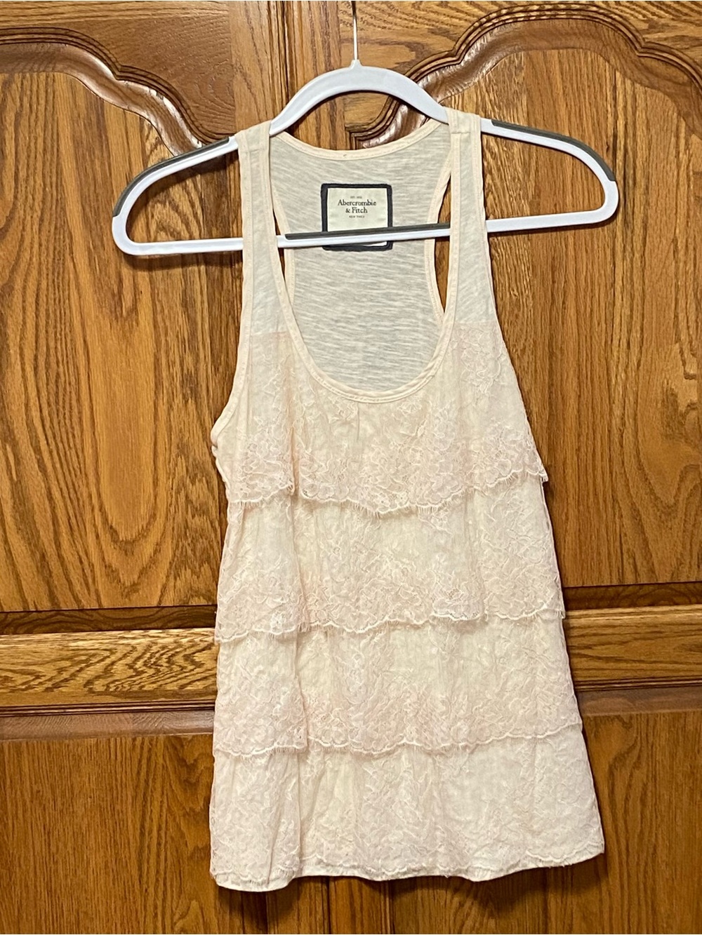 Abercrombie & Fitch Women's Y2K Vintage Tiered Lace Babydoll Racerback Tank Med